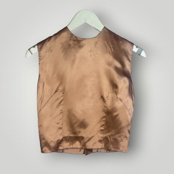 Vintage 1930s Satin Top Sleeveless Handmade Satin Heavy Pink Peach Small - Picture 1 of 4